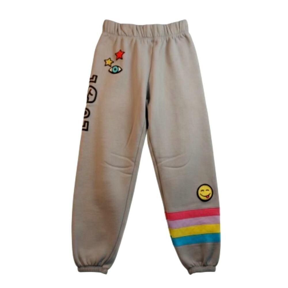 Sugar & Jade Girls Gray Peace Print Sweatpants - Size Small